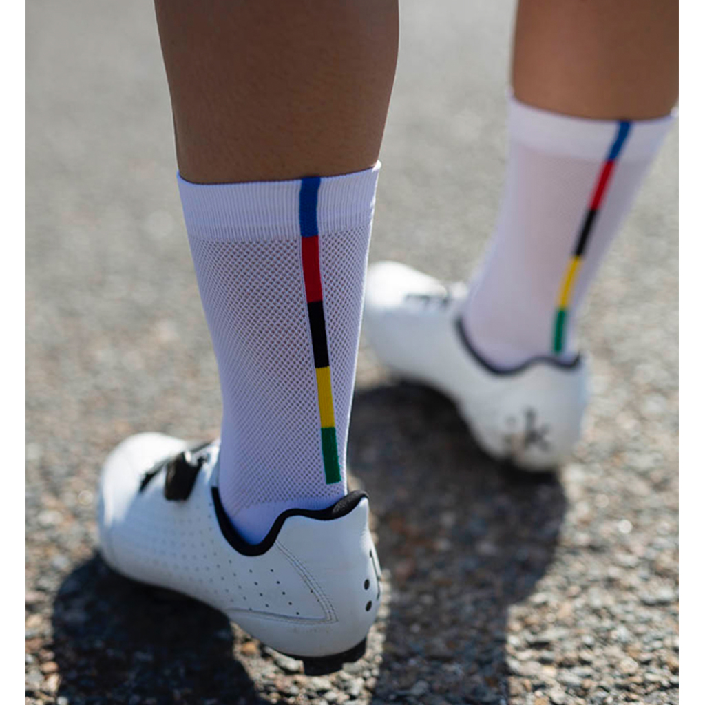 Santini UCI Official Rainbow Socks-White